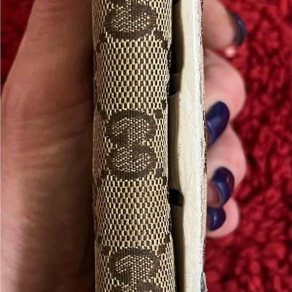 GUCCI AUTHENTIC GG MONOGRAM SUPREME CREAM&WHITE LEATHER&CANVAS LONG WALLET.EUC. - Picture 11 of 13